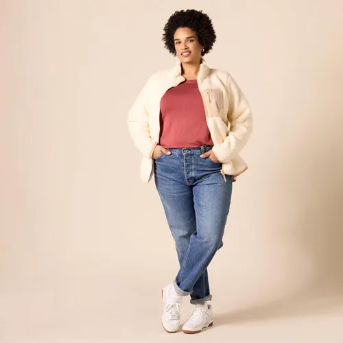 Vista 7 de Tienda Essentials - Chaqueta de forro polar sherpa, de manga larga con cremallera completa, para mujer