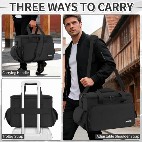 Vista 6 de IBVIVIC Bolsa de Cables para DJ con 6 Divisores Desmontables Bolsa de Cables de Alta Capacidad para Conciertos para Cables, Equipo de DJ, Negro