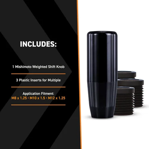 Vista 3 de Mishimoto MMSK-BK palanca de cambio con peso, con 3 insertos de rosca para adaptarse a varios modelos de vehículos, acero negro