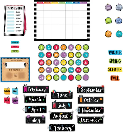 Creative Teaching Press Bold & Bright - Juego de calendario, tablón de anuncios CTP y exhibición para el aula, 67 piezas