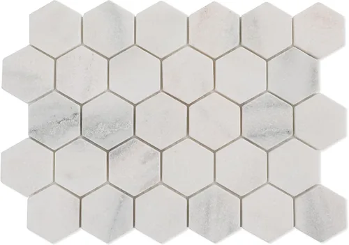 Vista 5 de Azulejo de mosaico de mármol de Carrara blanco, azulejo de mármol de 1 x 3 pulgadas, pulido para salpicaduras de cocina, baño, pared y piso, 5