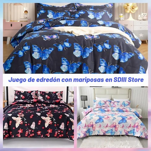 Vista 4 de SDIII Sábana bajera ajustable de mariposa colorida con 2 fundas de almohada, bolsillo profundo, microfibra suave, tamaño individual, para niños