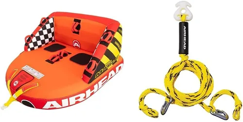 AIRHEAD Big Mable Tubo remolcable 1-2 y arnés de remolque resistente para tubos remolcables de 1-4 jinetes, esquís acuáticos, tablas de wakesurf y