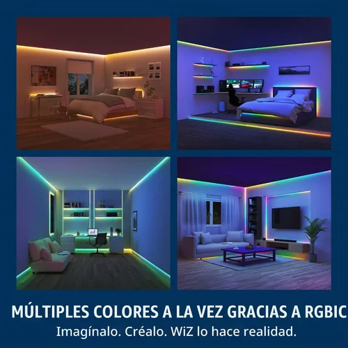 Vista 4 de [Usado] Tira de luces LED WiZ Connected de 16.4 pies para tu hogar inteligente, luces LED multicolor fluidas, iluminación RGBIC que cambia