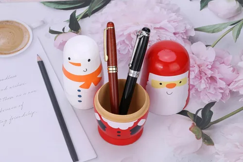Vista 5 de CozyCabin 5 muñecas rusas de Navidad de anidación, muñecas de anidación apilables de madera, muñecas rusas Matryoshka para niños y niñas, regalo