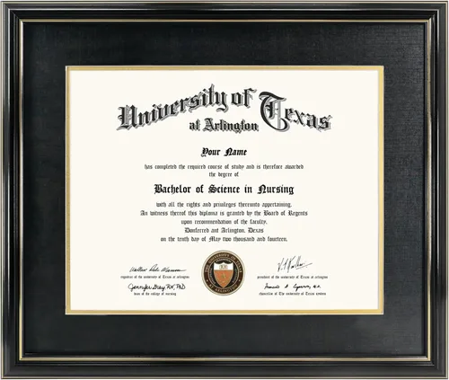 Vista 61 de GraduationMall Marco de diploma de certificado de 8.5 x 11, madera maciza y vidrio templado, acabado negro con ribete dorado