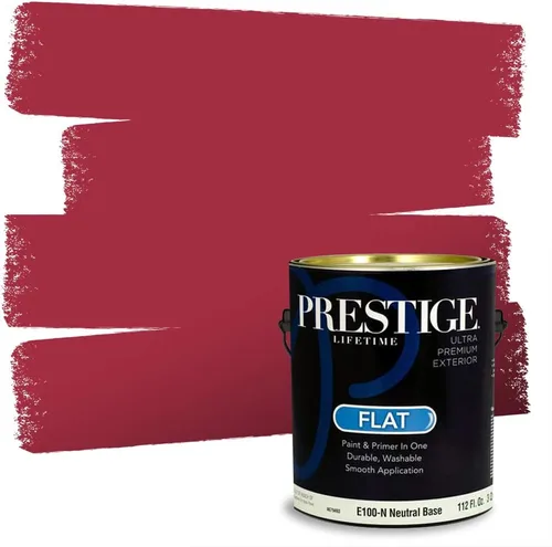 Vista 196 de Prestige Paints E100-T-SW6591 Pintura exterior e imprimación en uno, 1 galón, plano, combinación comparable de Sherwin Williams Amaryllis, 1 galón
