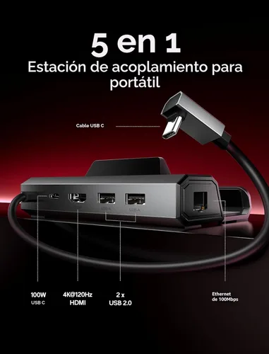 Vista 2 de JSAUX Estación de acoplamiento mejorada 4K a 120Hz para Steam Deck OLED/ROG Ally X/Legion Go/MSI Claw, Base de Steam Deck 5 en 1 con HDMI 2.1