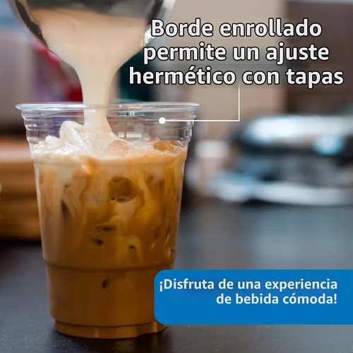 Vista 4 de Reli. Vasos de plástico de 20 oz con tapas (paquete de 50) - Transparente