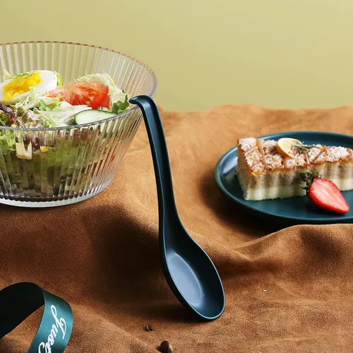 Vista 5 de Evanda Cuchara de sopa, cuchara ecológica hecha de polipropileno de grado alimenticio, libre de BPA, fácil de limpiar, apta para lavavajillas, juego