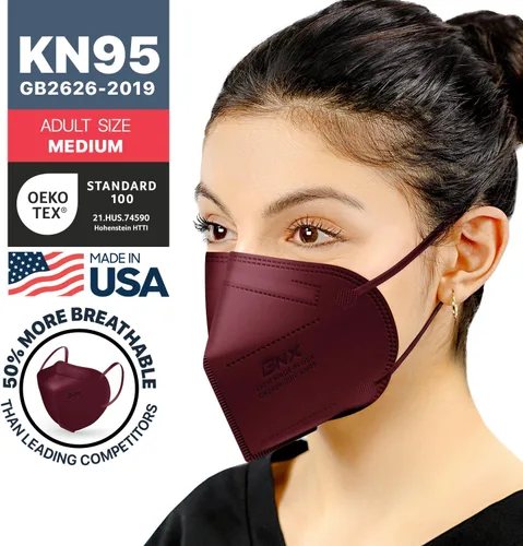 Vista 2 de AccuMed BNX KN95 Face Masks Made in USA (Adult Large, Adult Medium, Kids Small) (Earloop) (Model: E95/E95M/E95S)