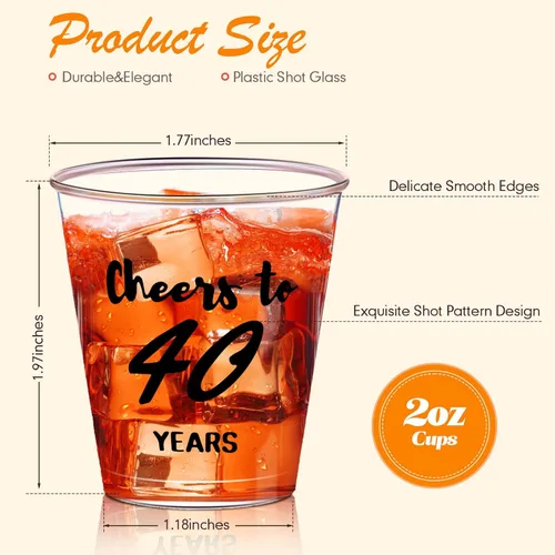 Vista 2 de Zubebe 100 vasos de chupito de cumpleaños de 2 onzas, vasos desechables de 2 onzas, regalos de fiesta de cumpleaños para ella y él, mujeres