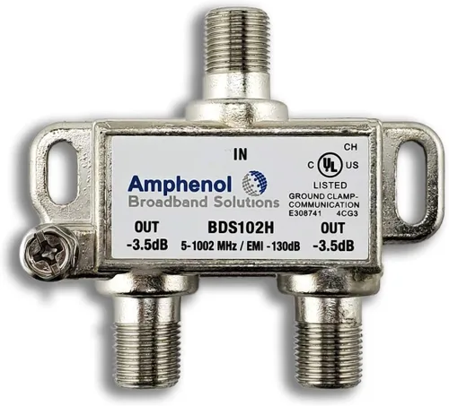 Vista 2 de (Lote de 5 unidades) Divisor de cable coaxial de calidad digital HD de 2 vías extremo de 1 GHz de alto rendimiento por DCS