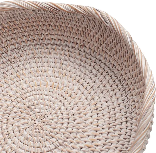 Vista 5 de YANGQIHOME Cestas de frutas redondas de ratán, cuencos de almacenamiento de mimbre, cuencos de cesta de servicio tejida natural, cestas decorativas
