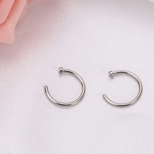 Vista 8 de Generic 2 aretes unisex de acero quirúrgico con bisagras, segmento de nariz, aro de hélice, cartílago, aretes de acero de titanio, piercing