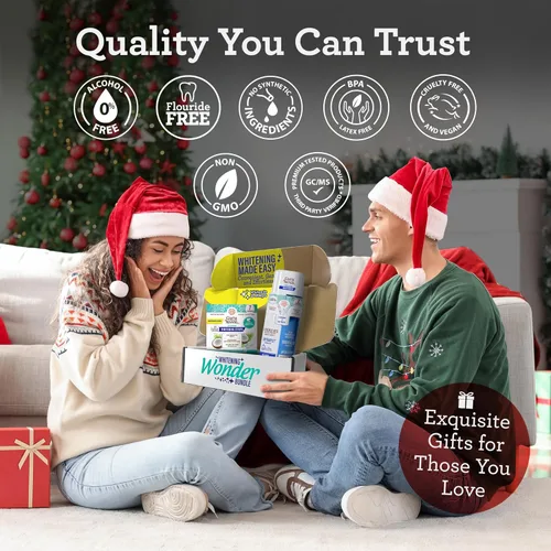 Vista 6 de GuruNanda Whitening Wonder Duo, enjuague bucal blanqueador Oxyburst de doble barril de 20 onzas y tiras blanqueadoras de dientes sin deslizamiento