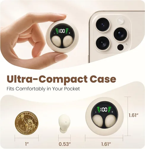 Vista 2 de Xmenha Pequeños mini auriculares invisibles inalámbricos Bluetooth más pequeños discretos pequeños auriculares ocultos para el trabajo, micro perfil