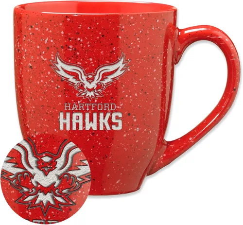 Vista 87 de Rico Industries NCAA Saint Joseph's (PA) Hawks Logo Principal Color Marrón 16 oz Logotipo del Equipo de Color Láser Grabado en Cerámica Moteada Taza