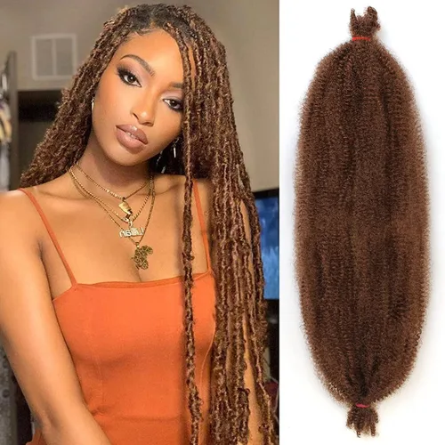 Vista 50 de Cabello de Envoltura Pre-Esponjado de 8 Pulgadas, 3 Paquetes, Cabello Afro Twist Pre-Separado Elástico para Locs, Cabello Afro Twist Negro Natural