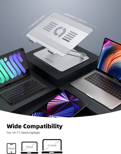 Vista 3 de Lamicall - Soporte ajustable para laptop, elevador portátil para laptop, soporte de aluminio para escritorio plegable, soporte ergonómico