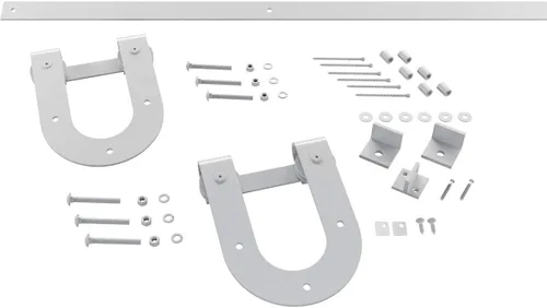 GB60015H24RW Herrajes y accesorios para puerta de granero de herradura premium, puertas de 2 1/4 pulgadas, blanco cohete, blanco cohete