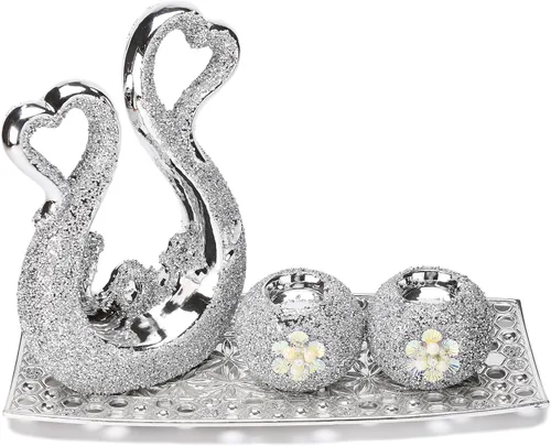 Vista 4 de Glam - Estatua de manzana de cerámica con placa creativa moderna ornamento coleccionable sala de estar dormitorio, mesa de café, oficina, hotel