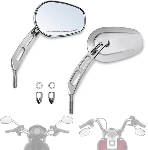 FOVPLUE Espejos de montaje en el manillar, espejos retrovisores laterales izquierdo y derecho para modelos Harley 1982-2025, para CVO Dyna Electra