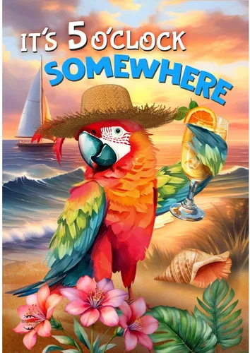 Vista 7 de Bandera de arpillera de verano de las 5 en punto, 28 x 40 pulgadas Briarwood Lane