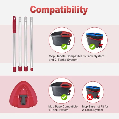 Vista 3 de Mango de trapeador para Ocedar, Mango de trapeador para O Cedar, Palo de repuesto para trapeadores giratorios y base para Ocedar, Mangos