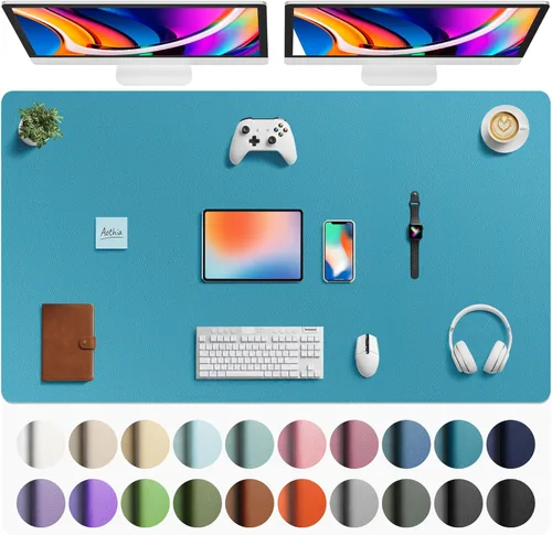 Vista 227 de Aothia Protector de Escritorio de Cuero, Alfombrilla para Ratón, Alfombrilla de Escritorio de Oficina, Secante de Escritorio de Cuero PU