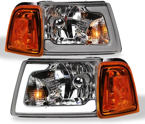 Vista 12 de 7422448582543 Compatible con 2001-2011 Ford Ranger Switchback Barra de tira LED secuencial de luces delanteras con carcasa negra y lámparas de señal