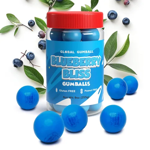 Vista 24 de Bolas de chicle de algodón de azúcar, bolas de goma de mascar grandes de 0.91 pulgadas, bolsa resellable de 1.7 libras, colores rosa pastel y azul