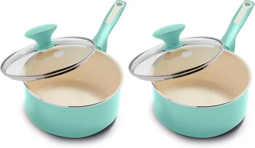 Vista 12 de GreenPan Rio Cacerola de cerámica saludable, antiadherente, de 2 cuartos, con tapa, sin PFAS, apta para lavavajillas, color negro