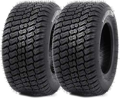 Vista 10 de Juego de 2 neumáticos 16x6.50-8 - 4PR resistentes sin cámara, neumáticos de repuesto para tractor de césped con banda de rodadura estriada profunda