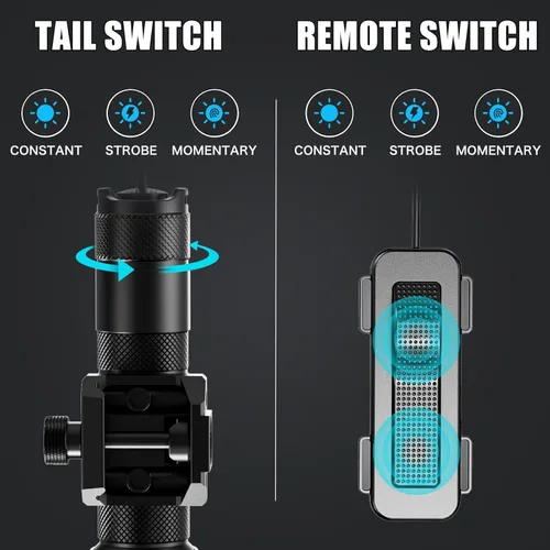 Vista 7 de Combo de linterna de rifle con láser - Luz táctica de rifle verde de 1250 lúmenes, linterna táctica de arma con haz, linterna táctica, recargable