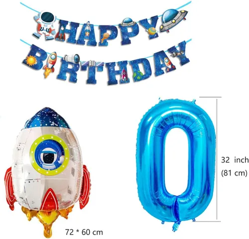 Vista 4 de Globos de planeta astronauta del sistema solar, globos de papel de aluminio, globos grandes de Mylar con helio, guirnalda de feliz cumpleaños