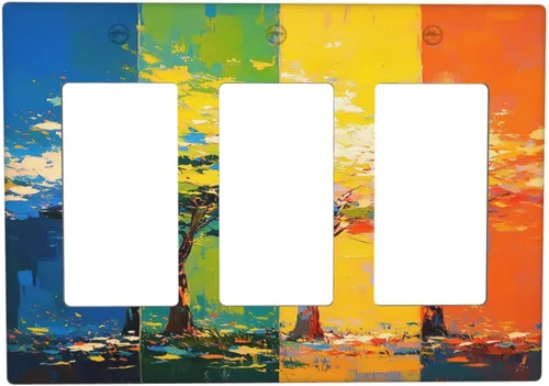 Vista 105 de Cubiertas de salida de arte abstracto, castillo mágico, cielo estrellado, 1 palanca, 1 combinación de balancines, placa decorativa de pared, placas