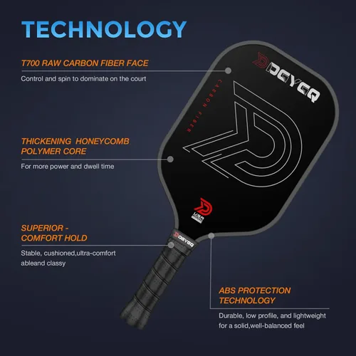 Vista 2 de DGYGQ Pickleball Paddles Carbon Fiber, T700SC Power Pickleball Paddle with Polypropylene Honeycomb Core, Increased Power for Ultimate Spin &