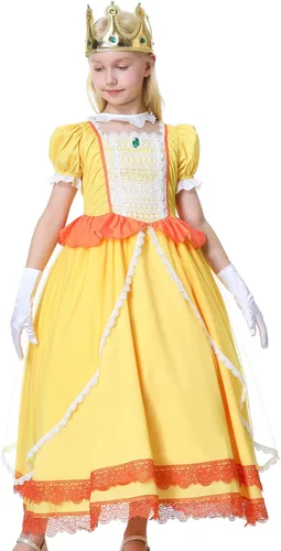 Vista 6 de Disfraz de princesa Super Brothers para niños, disfraz de princesa melocotón y margarita para niñas pequeñas