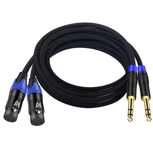 Vista 11 de Adaptador estéreo XLR a 1/4 TRS, XLR hembra a 1/4 de pulgada (0.250 in) de micrófono equilibrado, adaptador convertidor de audio estéreo