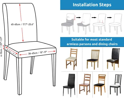 Vista 6 de INMOZATA Juego de 6 fundas para sillas de comedor, fundas elásticas para sillas de comedor, lavables y extraíbles, para hotel, ceremonia, banquete