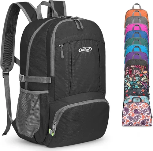 Vista 16 de G4Free Mochila de senderismo plegable ligera 40L, mochila de viaje impermeable