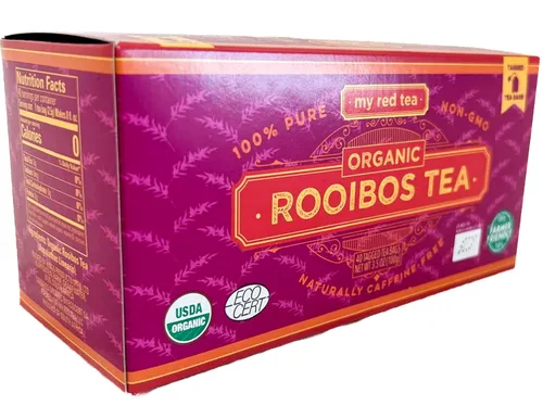 Vista 2 de Té rojo orgánico de Rooibos Tea. Sudáfrica, 100 % puro, libre de transgénicos, 80