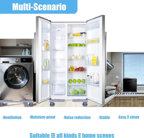 Vista 3 de Mini soporte de nevera ajustable para muebles, rodillo móvil, base multifuncional para lavadora, secadora, refrigerador, pedestal de lavandería, 4