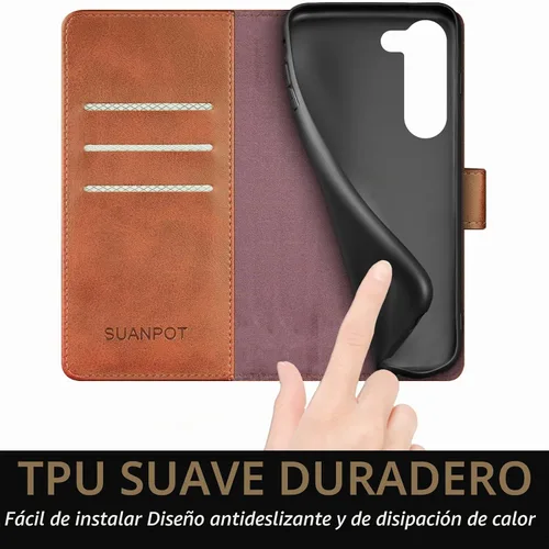 Vista 7 de SUANPOT para Samsung Galaxy S23 +/ Plus Funda tipo cartera con bloqueo RFID, soporte para tarjetas de crédito, funda protectora de libro tipo flip