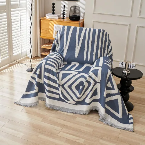 Vista 73 de VClife Funda para silla con acento azteca bohemio de 59 x 71 pulgadas, funda reversible y lavable de felpilla para sillón, color marrón castaño