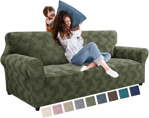 Vista 30 de JIVINER - Juego de 2 fundas elásticas para sillas de comedor, fundas geométricas de jacquard para sillas de comedor, fundas lavables para sillas