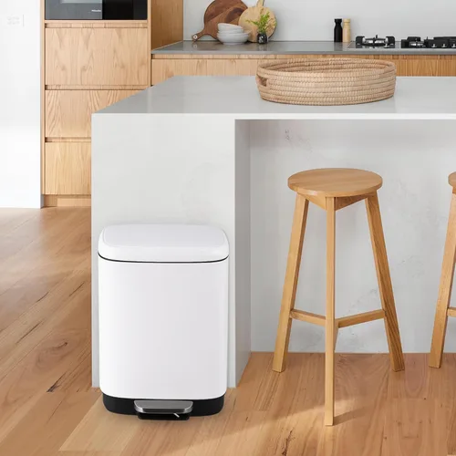 Vista 4 de Garvee Bote de basura manos libres de 12 litros, funcionamiento de pedal con tapa de control de olores, contenedor interior extraíble y soporte