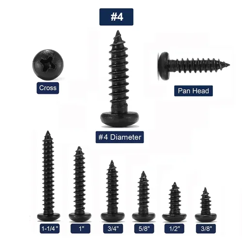 Vista 3 de #4 x 1 Tornillo de Madera 100 Piezas 18-8 (304) Acero Inoxidable Cabeza Plana Tornillos Autorroscantes Rápidos para Paneles de Yeso Óxido Negro por