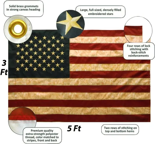 Vista 2 de Cosido americano + bandera tipo retro